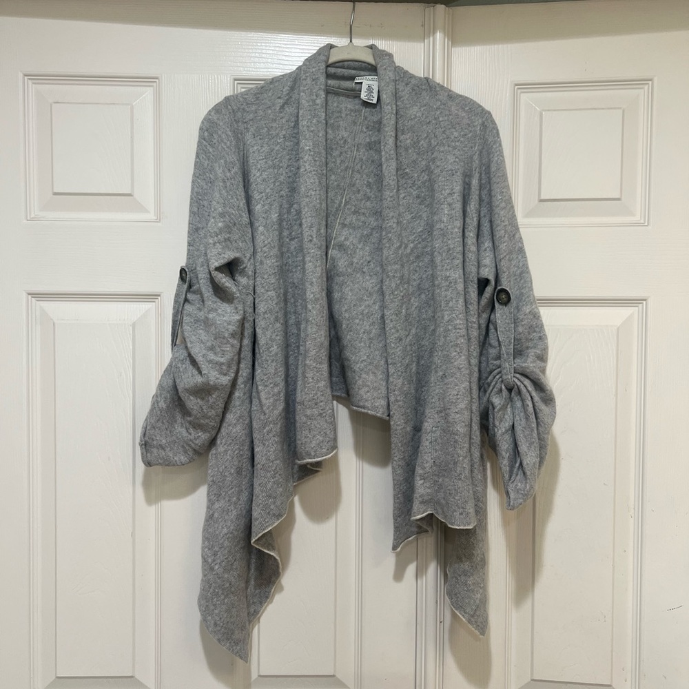BANANA REPUBLIC‎ LUXURY CASHMERE BLEND GRAY Open Cardigan Sweater Sz M/L Cozy